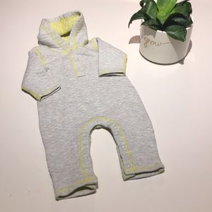 Stem Baby reversible quilted hooded romper
